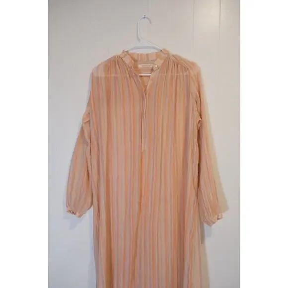 Christy Dawn Riley Maxi Coverup Dress In Salmon Stripe XS Bohemian Beach Gauze - Picture 3 of 16
